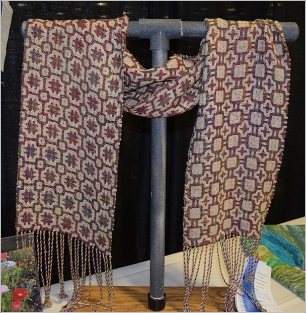 Lucille Hoefnagels' silk double-weave scarf was awarded Best Weaving. Photo: Peggy Lundquist.